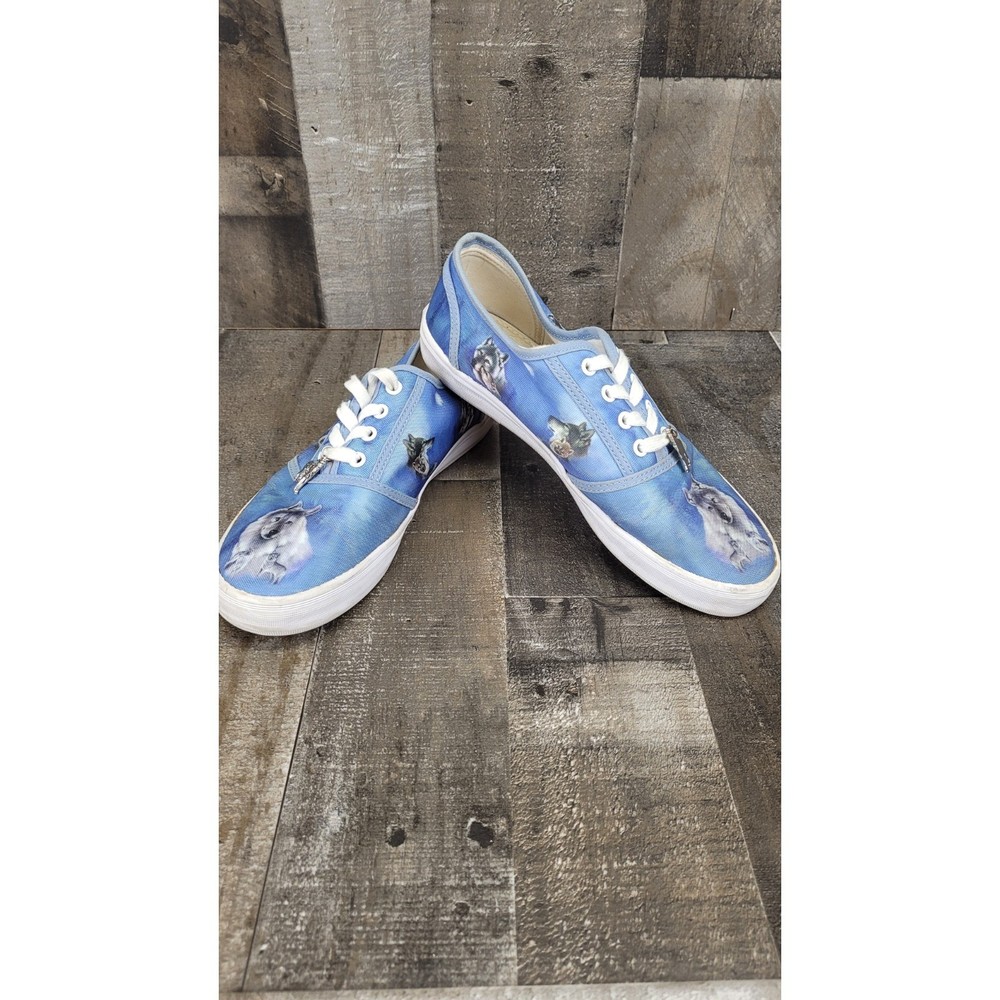 Custom Bradford Exhange  Wolf/Dog Womens Sneakers With Trinket Women Size 6.5